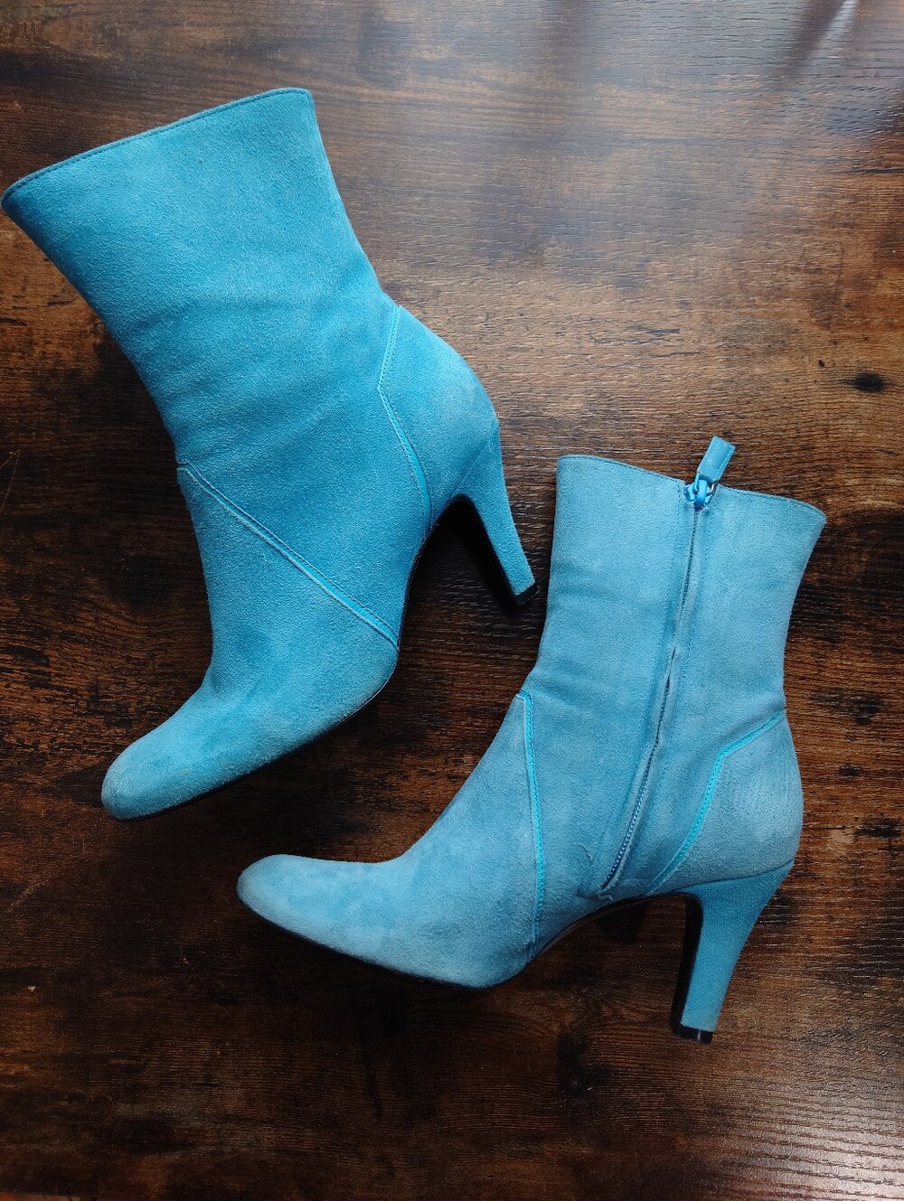 Antonio Melani Turquoise Suede Leather Heeled Ankle Boots Size 6.5